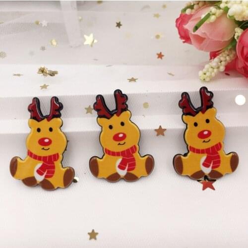 Kawaii Colorful Christmas Deer Flat Back Acrylic Sheet Miniature Pattern 8 Pcs Applique DIY Scrapbook Home Decor Crafts