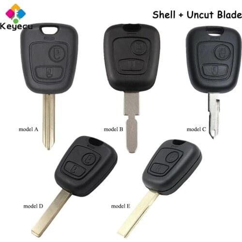 KEYECU Remote Control Car Key Shell Case Cover With 2 Button - FOB for Citroen C1 C4 for Peugeot 106 107 207 307 407 206 306 406