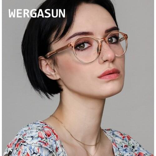 WERGASUN TR90 Round Luxury Glasses Frames Men Women Trending Styles UV400 Optical Fashion Computer Glasses