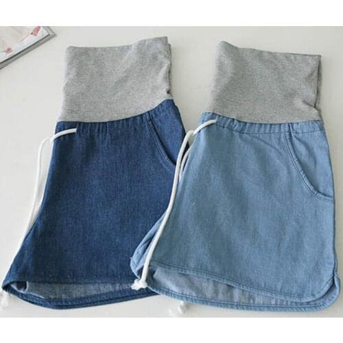 2019 Summer Blue Maternity Shorts Pregnant Womens Plus Size Loose Denim Shorts High Elastic Belly Support Short Jeans Pant