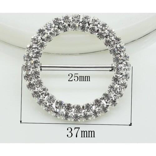 Fashion 5pc 37mm Round stunning clear Rhinestone Buckles Invited to the Wedding Rbbon Rlider,DIY decoration shiny Belts buckle