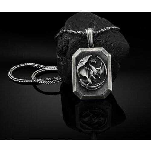 Nordic Song of Ice and Fire Nibelungen Pterodactyl Pure Tin Tag Necklace Mens Sweater Chain Retro New