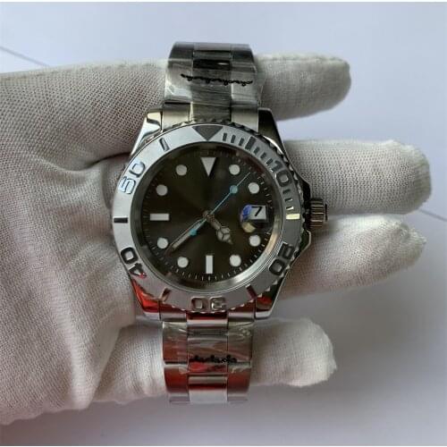 Watch automatic movement 40MM BOMAX MARINA luminous hands sapphire crystal silver steel bezel stainless steel men 07