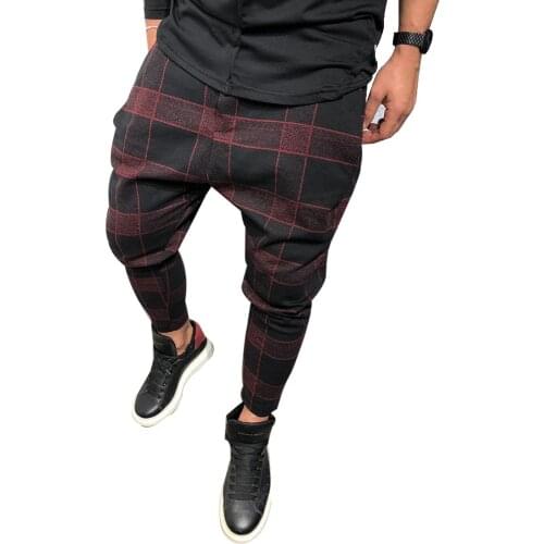 Men Digital Print Long Casual Pants Sport Fitness Pants Slim Plaid Trousers Gym Running Joggers Loose Sweatpants