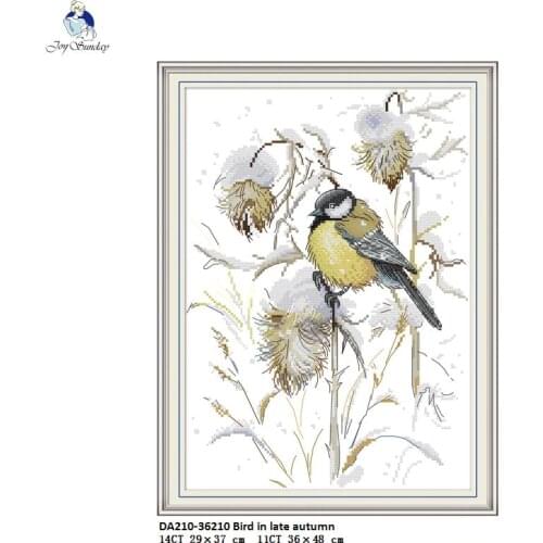 Joy Sunday Bird in late Autumn Patterns DIY Hand Cross Stitch Kits Printed DMC 11CT 14CT Counted Embroidery Crafts Home Decor