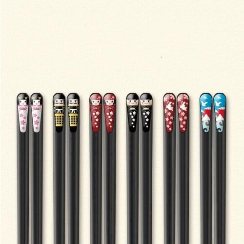 Japanese creative household nail chopsticks set of 6 pairs hotel personality cartoon drip plastic couple gift chopsticks