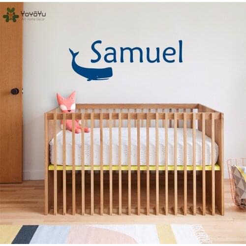 YOYOYU Wall Decal Whale Animal Personalized Name Wall Stickers For Kids Rooms Custom Name Home Decor Nursery Bedroom Mural SY800