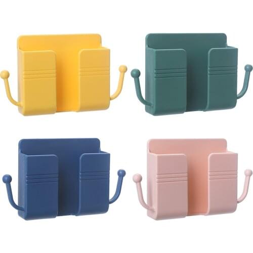 Wall Mounted Organizer Storage Box Remote Control Mounted Mobile Phone Plug Wall Holder Charging Multifunction Holder Stand