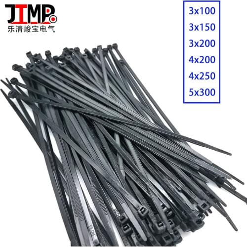 Nylon cable tie 100mm 200mm 300mm black self -locking Plastic Wire Zip Ties 3*100 3*150 3*200 4*200 5*300