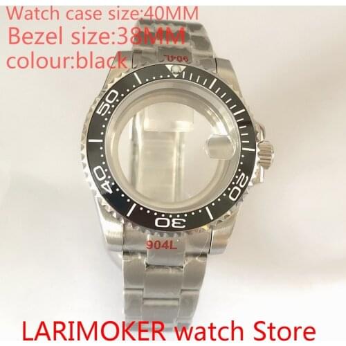 Suitable for NH35 NH36 Miyota 8215 40 mm sapphire glass 904L stainless steel case transparent back with bezel black