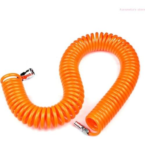 Polyethylene Recoil Air Hose Long with Bend Restrictor Industrial Quick Coupler and Plug Lightweight PE Compressor Hos
