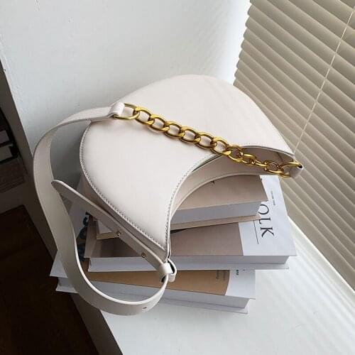 Half-Moon Design PU Leather Crossbody Bags For Women 2021 Simple Sold Color Ladies Fashion Shoulder Handbags