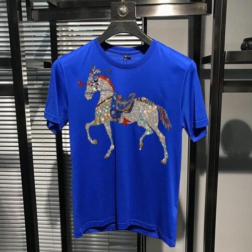 2021 Popular Mens T-Shirt Hot Diamond Cartoon Top Quality Short Sleeve Brand Shiny Design