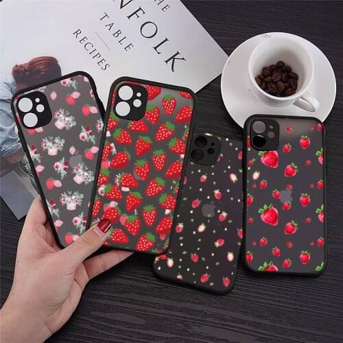 Strawberry Phone Cases matte transparent For iphone 7 8 11 12 plus mini x xs xr pro max cover