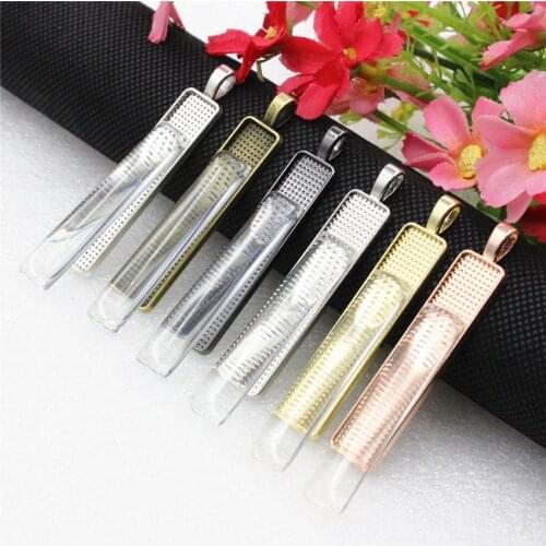 Fit 10x50mm Rectangular Cabochons Pendant Vintage Tray Cameo Frame bezel Settings For DIY Making accessories 6pcs K06172