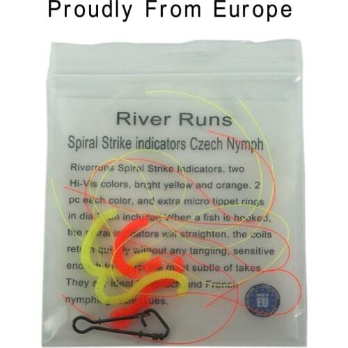 Riverruns Spiral Strike indicators Czech Nymph,French Nymph 2 Hi Vis Colors Each 2 Pieces Hand Made Proudly From Europe