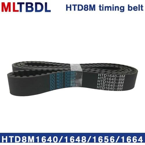 Rubber synchronous belt HTD8M 1640 1648 1656 1664 pitch=8mm arc tooth industrial transmission toothed belt width15/20/30/40