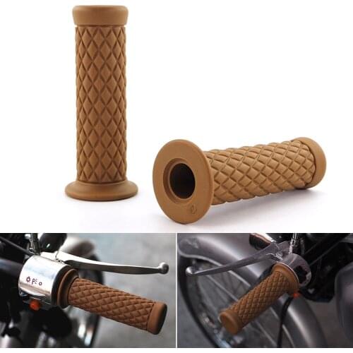 Motorcycle Handlebar Grip Retro Rubber Handle Bar Non Slip Unviersal Vintage Grip for 7/8" Handlebars for Yamaha Honda Kawasaki