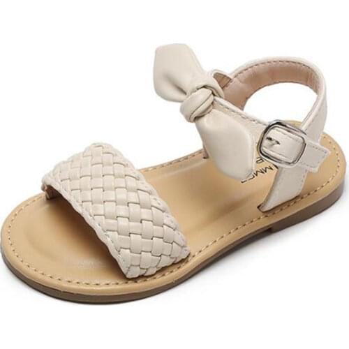 New girls' sandals in summer 2021 fashion bow princess shoes non slip soft sole girls open finger sandals