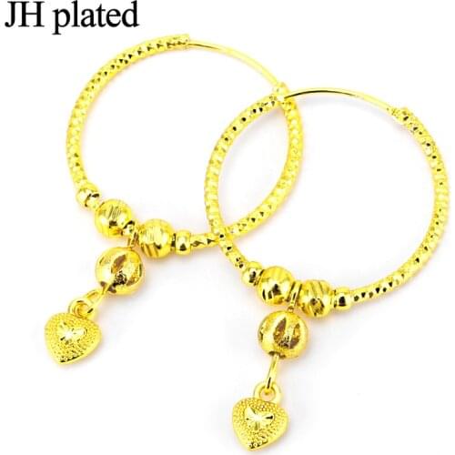 Earings 2020 24K Ball Earrings for Women/Girls Jewelry with Heart Ethiopian Africa,Arabia,Middle East Best Gift hoops gold