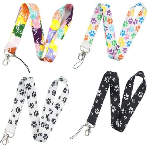 Cartoon Dog Paw Neck Strap Lanyard For Keys Camera Whistle ID Badge Holder Mobile Phone Straps Hang Rope Keycord Accessories