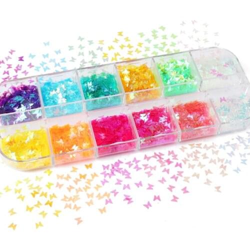 Mixed Candy Butterfly Nail Art Glitter Flakes Sparkly Mirror Thin Sequins Nail Art Accessories Gel Polish Manicure Decorations