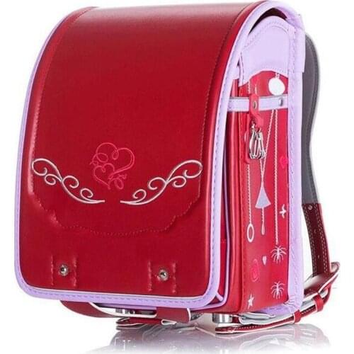 2021 Trend Randoseru Children Backpack Girls Kids Japan School Bag PU Embroidery flowers Japanese Orthopedic Bookbag Mochila