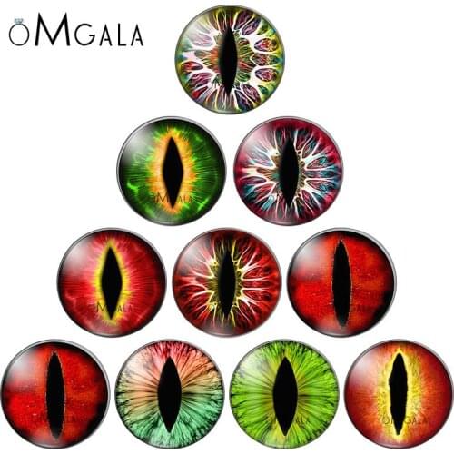10mm/12mm/14mm/16mm/20mm/25mm In Pairs Cat Dragon Eyes Round Glass Cabochon Flatback Photo Jewelry Finding Cameo Pendant Setting