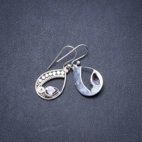 Natural Amethyst Handmade Unique 925 Sterling Silver Earrings 1 1/4" Y2238