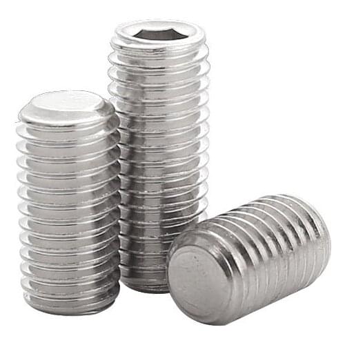 50Pcs DIN913 M4 304 Stainless Steel Thread Grub Screws Flat Point Hexagon Socket Set Screws Headless