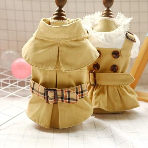 Spirng Summer Dog Clothes Handsome Trench Coat Dress Pets Outfits Warm Clothes for Small Dogs Costumes Jacket Puppy Shirt Dogs