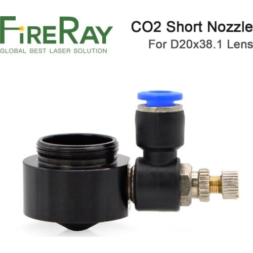 Fireray Air Nozzle for Dia.20 FL38.1mm Focus Lens Co2 Short Nozzle with Fitting for Laser Head at CO2 Laser Cutting Machine