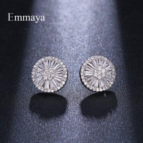 Emmaya Classic Circular Round Shape Outmost With Cubic Zircon And Radial Range Inside For Female Simplicity Model Stud Earring