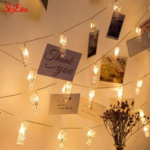 1-10M LED Clip Light String Christmas Creative Photo Light String Photo Wall Clip LED Small Lantern Net Red Decorative Light 5z