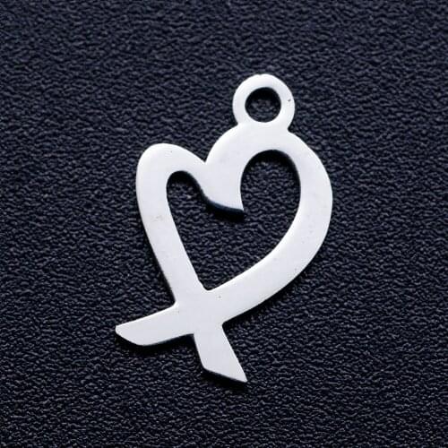 10pcs/lot Heart DIY Jewelry Charms Wholesale 100% Stainless Steel Factory Direct Charm for Necklace Making Pendant Accessories