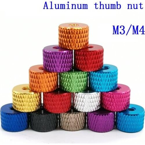 10pcs M3 M4 Aluminum thumb nut Knurled Hand nuts anodized 11 colors