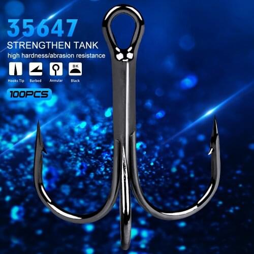 100Pcs High Quality Super Sharp Anchor Hook,Size #1-14# Sea Fishing Hooks Treble Hook Triple Hooks For Fishing Anzol De Pesca