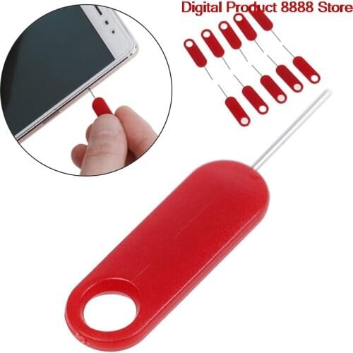 10 Pcs Red Sim Card Tray Removal Eject Pin Key Tool Universal Mobile Phone
