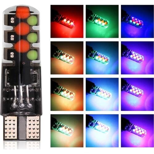 2Pcs T10 RGB COB LED Car Gradient Remote Control Flashing Light Clearance Lamp Automobile Electric Accessories