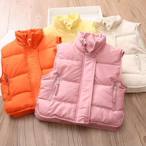 2021 Girls Hooded Down Vest Baby Thicken Waistcoat Kids Outerwear Vest Children Clothing Boys Girls Lamb Wool Jackets Vest M31