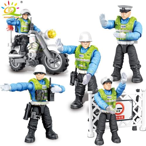 228Pcs City Police Traffic Warden Dolls Model Building Blocks Traffic Police Motorcycle Light Cop Action Figures Toys Bricks Kid