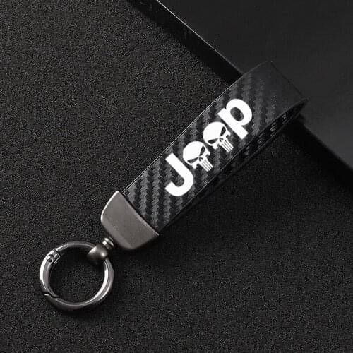 4S High-Grade Carbon Leather Car Key Chain Rings for jeep wrangler jeep grand cherokee Renegade Compass Patriot jeep car