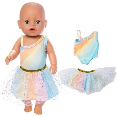 2019New Rainbow casual dress Doll Clothes Fit For 43cm baby Doll clothes reborn Doll Accessories