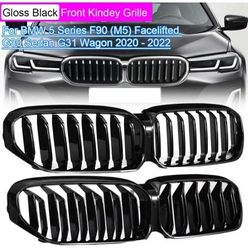 Pair Car Gloss Black front Kidney Grille Grill for BMW G30 G31 5 Series Sedan Wagon & F90 M5 2020 2021 2022