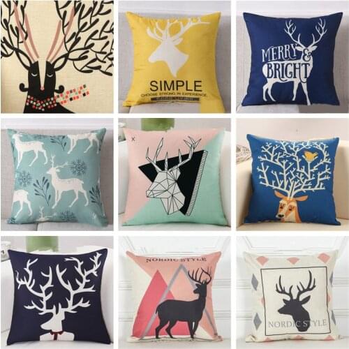 Nordic Pink Gray Geometric Series Printed Cushion Covers Home Decorative Linen Cotton Pillows Case For Sofa Car Bedroom