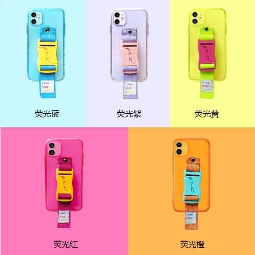 Mobile Phone Case Protective Cover with Portable Wrist Strap for Iphone 12 Promax Lanyard Wristband Coque Instagram Fundas