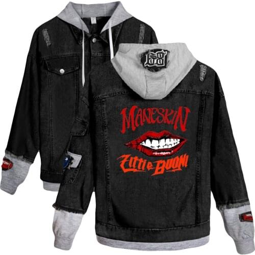 Creative Print Maneskin Unisex Spring autumn winter Denim Jacket Fashion Men/Women Streetwear Denim Hoodies Cool jeans Clothes