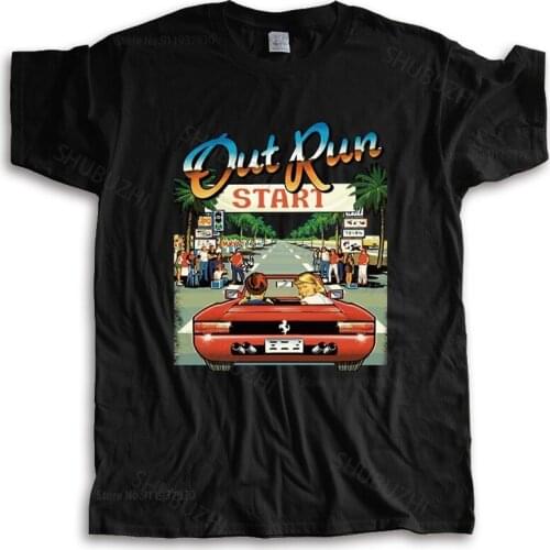 New fashion t-shirt men crew neck tees Japanese Arcade Racing Video Game Out Run Vintage 80s Console Gaming tops fashion