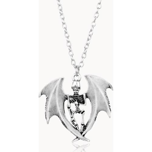 Halloween Luminous Skull Wings for Women Men Pendant Choker Jewellery Necklaces for Teen Girls
