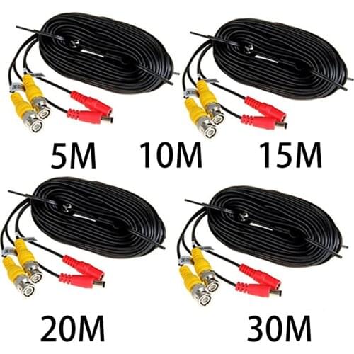1PC 5/10/15/20/30m CCTV Cable BNC & DC Plug DVR Video Power Cable For Wired AHD Camera DVR Video Surveillance System Accessories